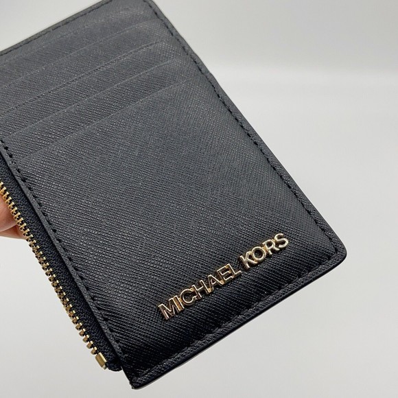 Michael Kors Jet Set Travel MD TZ Card Case Black Wallet NWT $188 - Picture 3 of 4